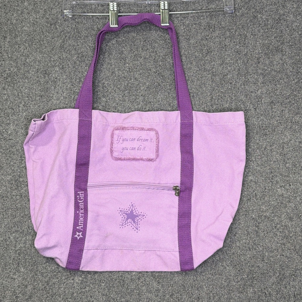 American Girl Purple Canvas Tote Bag "If You Can Dream It" Quote Retired